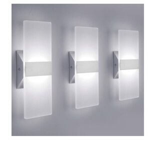 LED Wall Sconce Modern Wall Light Lamps 12W Cool White 6000K (Set of 3)